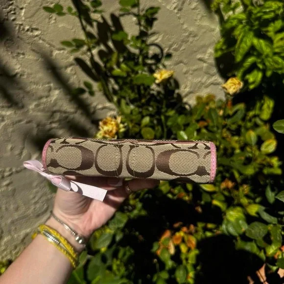 Pink & Brown Coach Monogramed Wallet